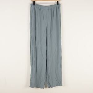 Eileen Fisher Silk Georgette Washable Gray Straight Leg Pull On Pants Womens S